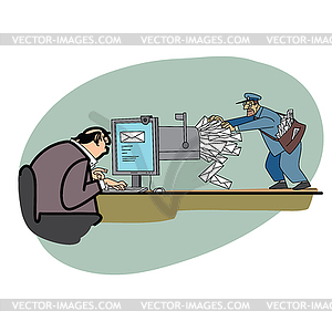 Email business postman and letters - vector clip art