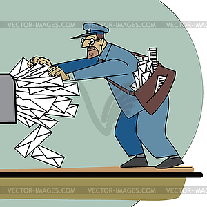 Postman lot of paper mail and Inbox - vector clip art