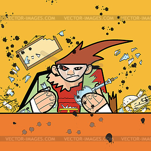 Explosion in chemistry class - vector clip art