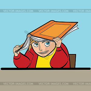 Schoolboy Desk textbook - vector clip art