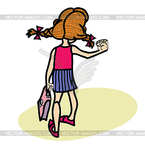 Girl threatens with fist - vector clipart