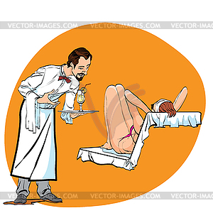 Girl on beach, waiter with cold cocktail - vector clip art