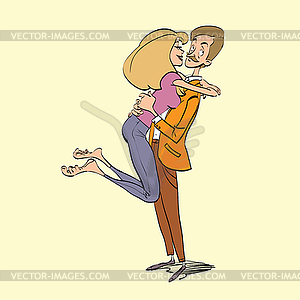 Man and woman couple in love on date - color vector clipart