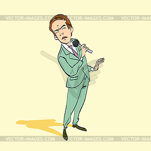 Disgusted journalist during interview - vector clipart