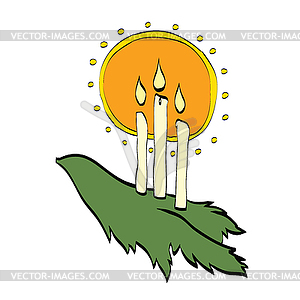 Christmas candles shining through branches of tree - vector image