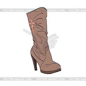 Leather womens boots high heel - vector clipart