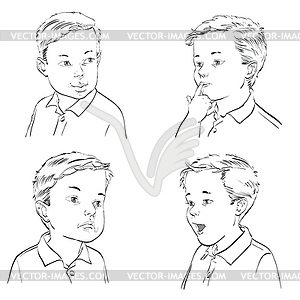 Set boy emotions - vector clip art