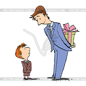 Dad and son birthday gift - vector image