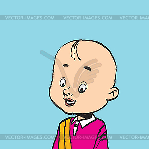 Portrait of bald boy isolate - vector clip art