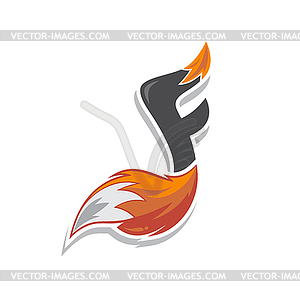 Лиса хвост огонь логотип логотип алфавит буквица - векторизованный клипарт
