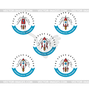 Rocket ship launch space travel sign badge label - vector clipart