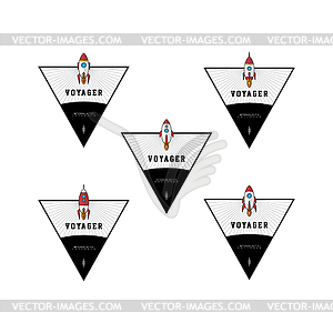 Rocket ship launch space travel sign badge label - vector clip art