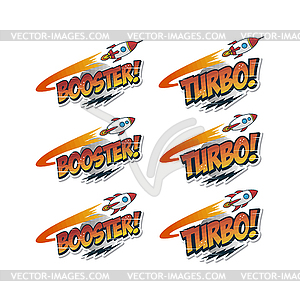 Rocket ship launch space travel sign badge label - royalty-free vector clipart