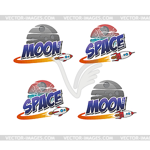 Rocket ship launch space travel sign badge label - vector clipart