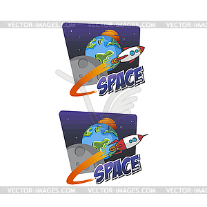 Rocket ship launch space travel sign badge label - vector clipart