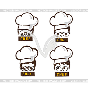 Male master chef character cartoon art logo icon set - vector clipart / vector image