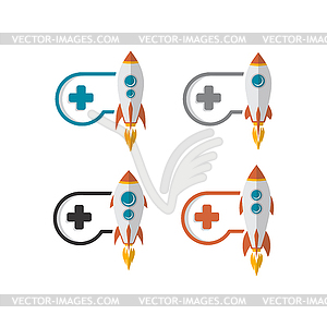 Rocket game console turbo speed joystick controller - vector clipart