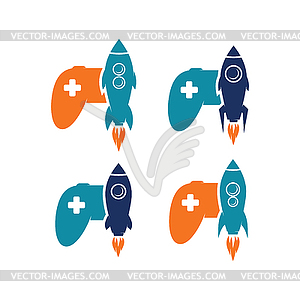 Rocket game console turbo speed joystick controller - vector clipart / vector image