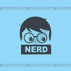 Nerd geek guy cartoon character sign logo - vector image
