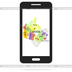 Canada map on phone - vector clipart / vector image