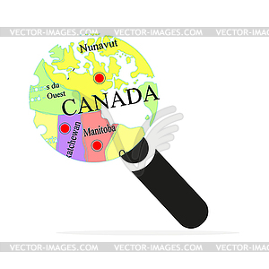 Canada flag in magnifier - vector image