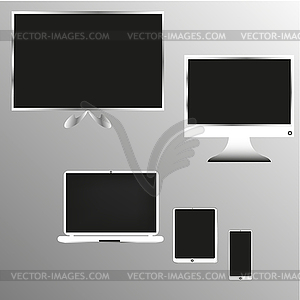 Плазменный телевизор монитор ноутбук телефон и планшетный - изображение векторного клипарта