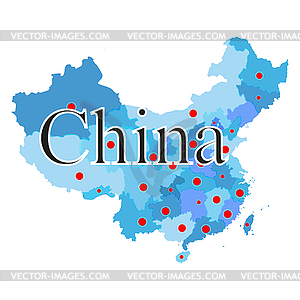 Map of China with regions - vector image