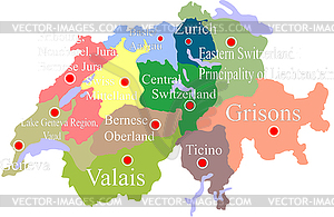 Schweiz-Karte mit Regionen - Vector-Abbildung