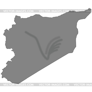 Карта Сирии в сером цвете - векторный эскиз