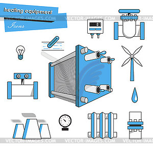 Icons heating equipment - vector clipart