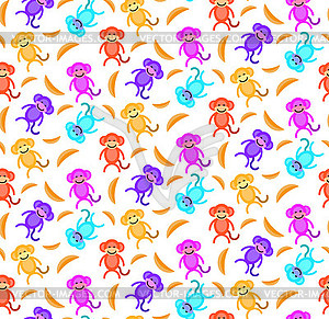 Funny monkey. Seamless pattern - vector clipart