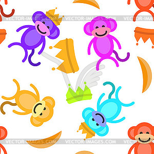Funny monkey. Seamless pattern - vector image