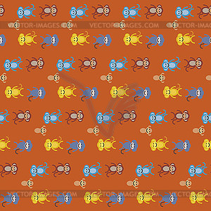 Funny monkey. Seamless pattern - vector clip art