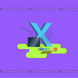 Letter of alphabet - X. X-ray, xylophone - royalty-free vector clipart