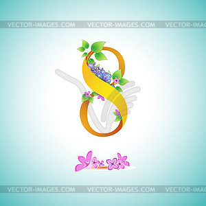 Festive design template. 8 March greeting card - royalty-free vector clipart