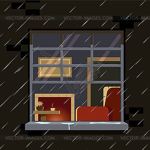 Autumn window - vector image