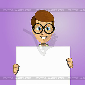 Boy holding blank form - vector clip art