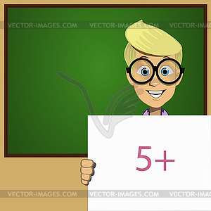 SchoolBoy holding blank form - vector clipart