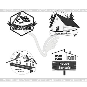 Set logos sale and construction of houses - vector clipart