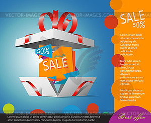 Special offer in gift box. Gift coupon - vector clipart / vector image