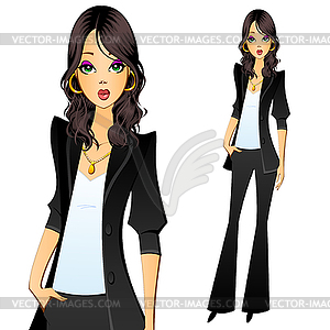 Girl in a pantsuit. Secretary, manager, lawyer, account - vector clip art