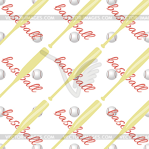 Seamless pattern with ball and baseball bat - vector image