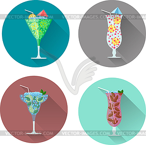 Alcohol drinks and cocktails icon set - vector image