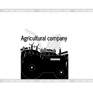 Logo tractor agricultural company farm land - vector clip art