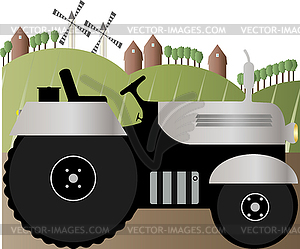 Tractor on road - vector clipart