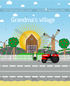 Бабушка \\ 's деревни Векторная иллюстрация - векторный клипарт / векторное изображение