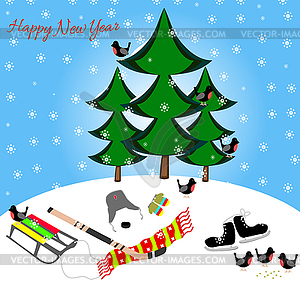 Postcard happy new year - vector clip art