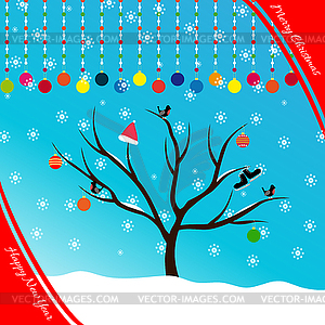 Postcard merry Christmas and happy new year - vector clipart