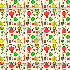 Seamless pattern garden supplies vegetables - vector image