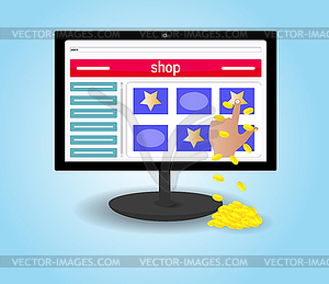 Purchase through online store - vector clip art